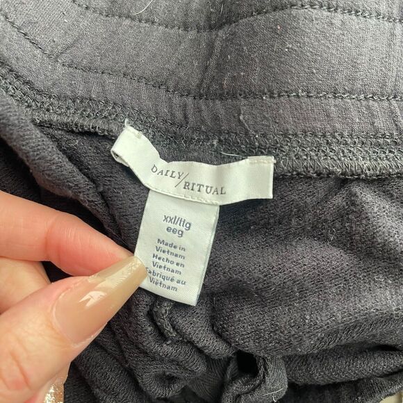 Daily Ritual Plus 2XL Jogger Pants Black Drawstring Waist Sweatpants - Picture 2 of 6